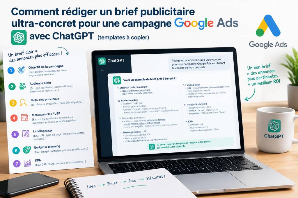 Comment rédiger un brief publicitaire ultra‑concret pour une campagne google ads avec chatgpt (templates à copier)